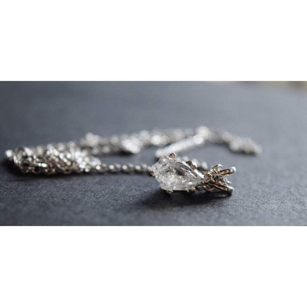 Sterling Silver Raw Lake County Diamond Necklace Rough Gemstone